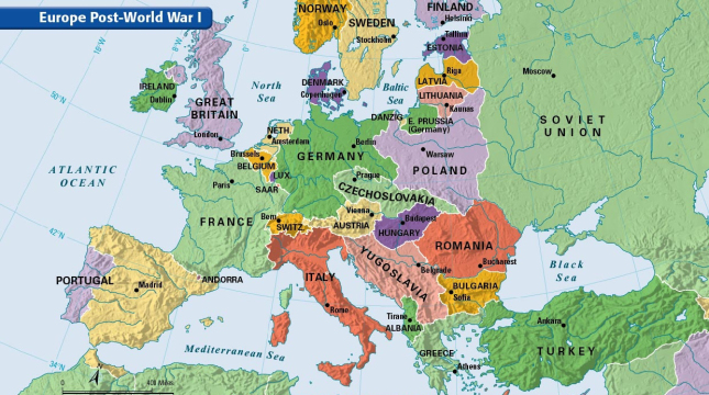 Map Of Europe After Ww1